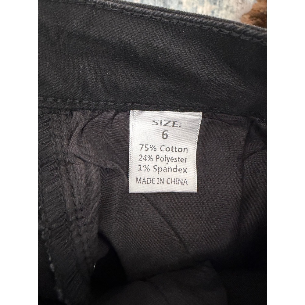 KDF Jeans Black Stretchy Denim Wide Leg Raw Hem Minimalist Cropped Fall US 6 - Picture 11 of 11
